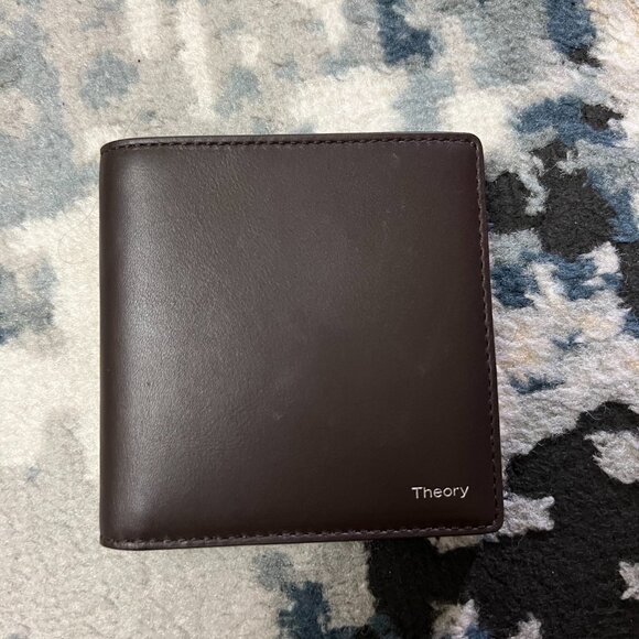 Theory brown lamb leather wallet has 10 credit card slots - Picture 1 of 4
